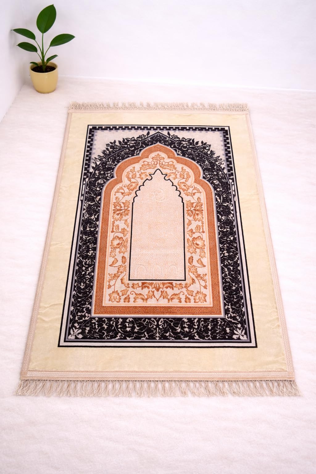 DEESAK Premium Velvet Aasan/Prayer/Meditation Janamaz for Namaz Muslim|70x110 Cm(Cream)-image-26