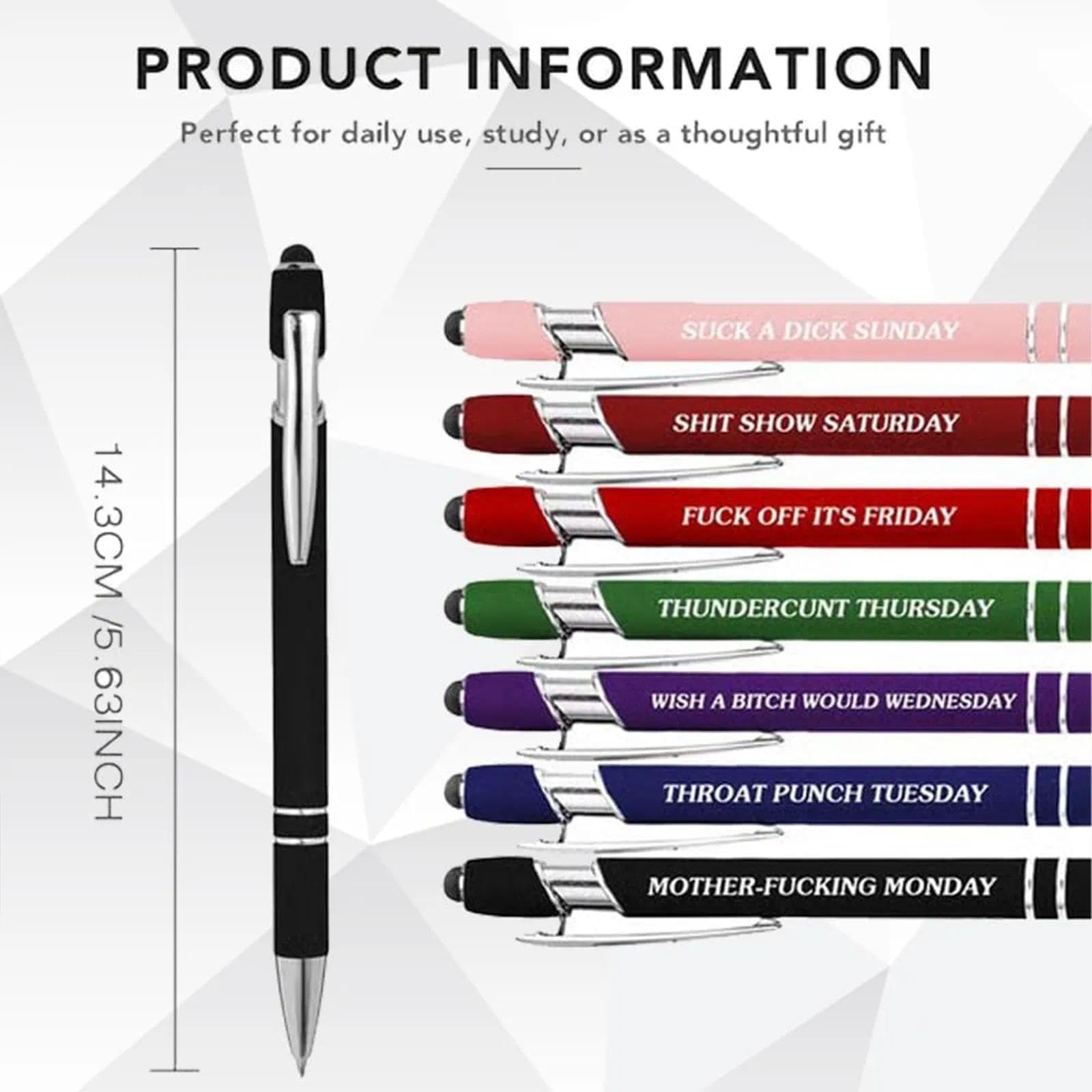 UBIETY Funny Daily Quotes Pen 7 Day Metal Pen Set Funny Stress-Relief Daily Quotes Metal Ballpoint Pens Set — view 7