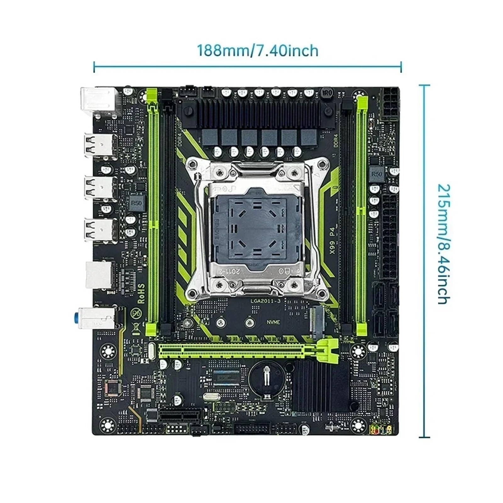 Conjunto de Placa Base X99 con LGA2011-3 E5 2630 V4 CPU DDR4 8GB (1 * 8GB) 2133MHz NVME M.2 Accesorios de computadora(Motherboards)