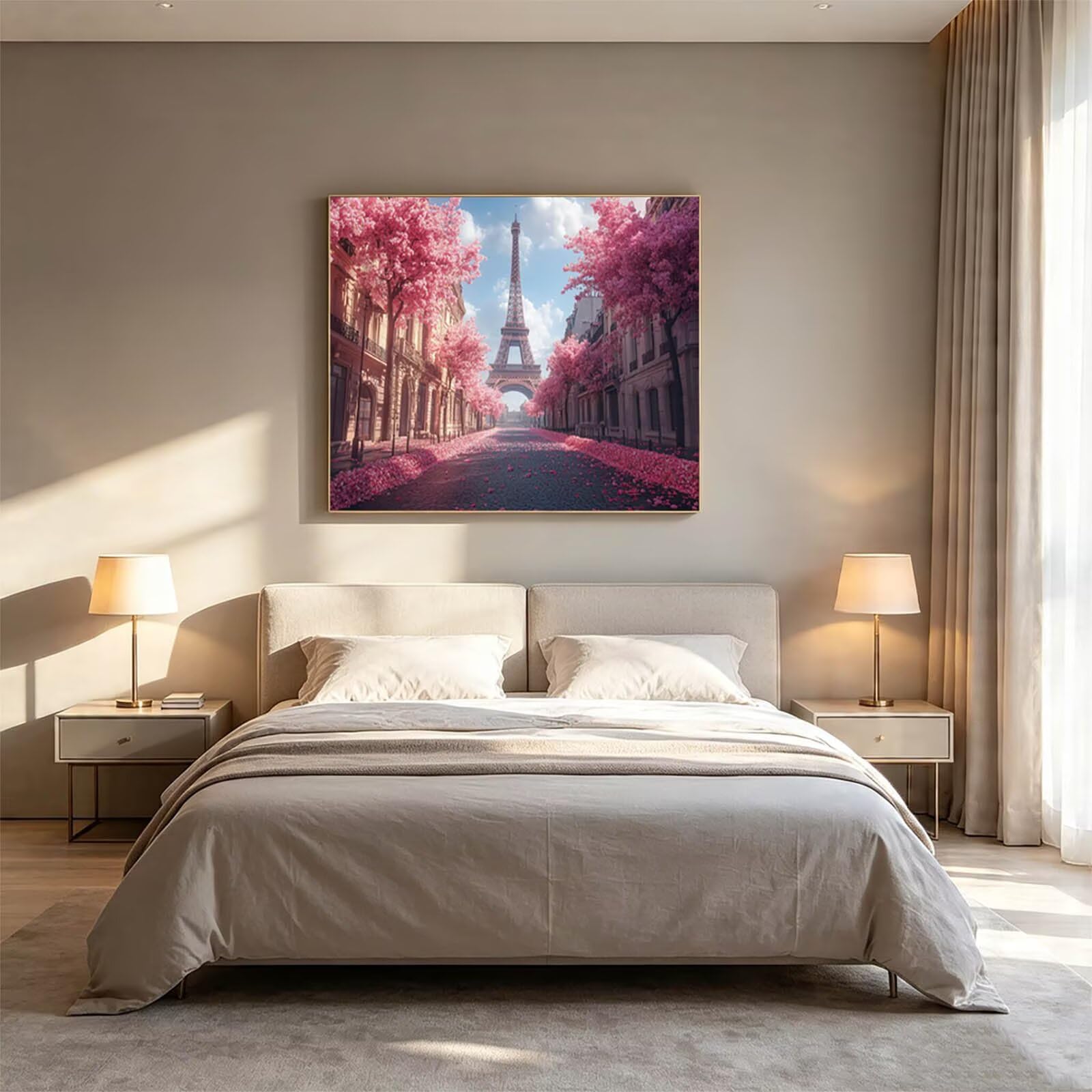 Dipingere con i Numeri Adulti Torre Eiffel Tele 100x135cm ZSHS-2807 | Kit Pittura Hobby Creativi Adulti con Colori Acrilici Pennello Paittura Tela Vista Stradale per Quadri Moderni Soggiorno