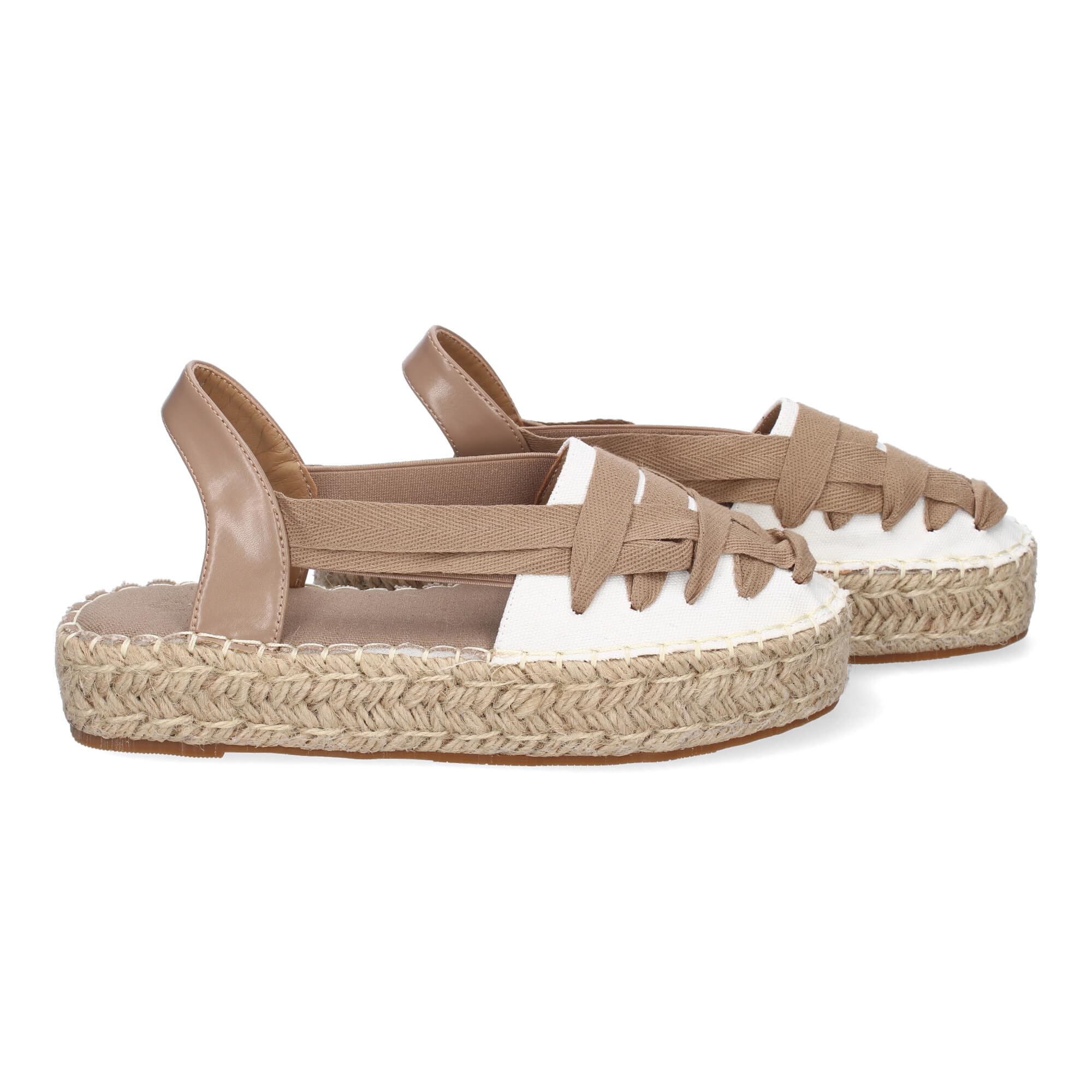 Alpargata Plana Estilo Valenciana para Mujer con Yute, Comodas y Elegantes, Diseno Moderno con Cintas en la Pala Decorativas, Sin Cierre con Material Elastico.