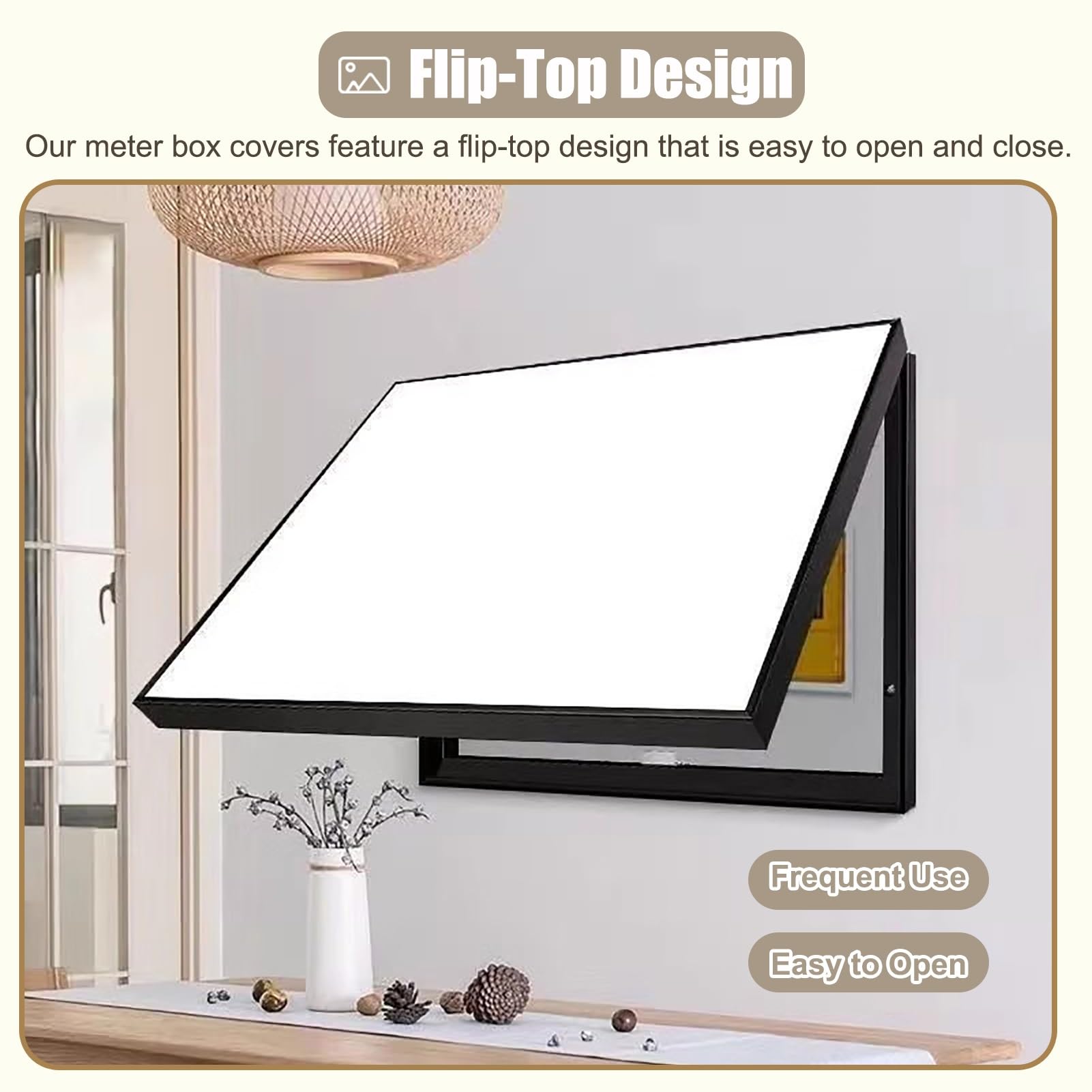Copri Cassaforte a Muro Copertura Decorativa per Scatola Interruttori Nascosta per Homeline, Copertura per Contatore Elettrico da Esterno in Legno e PVC, Coperchio a Riba