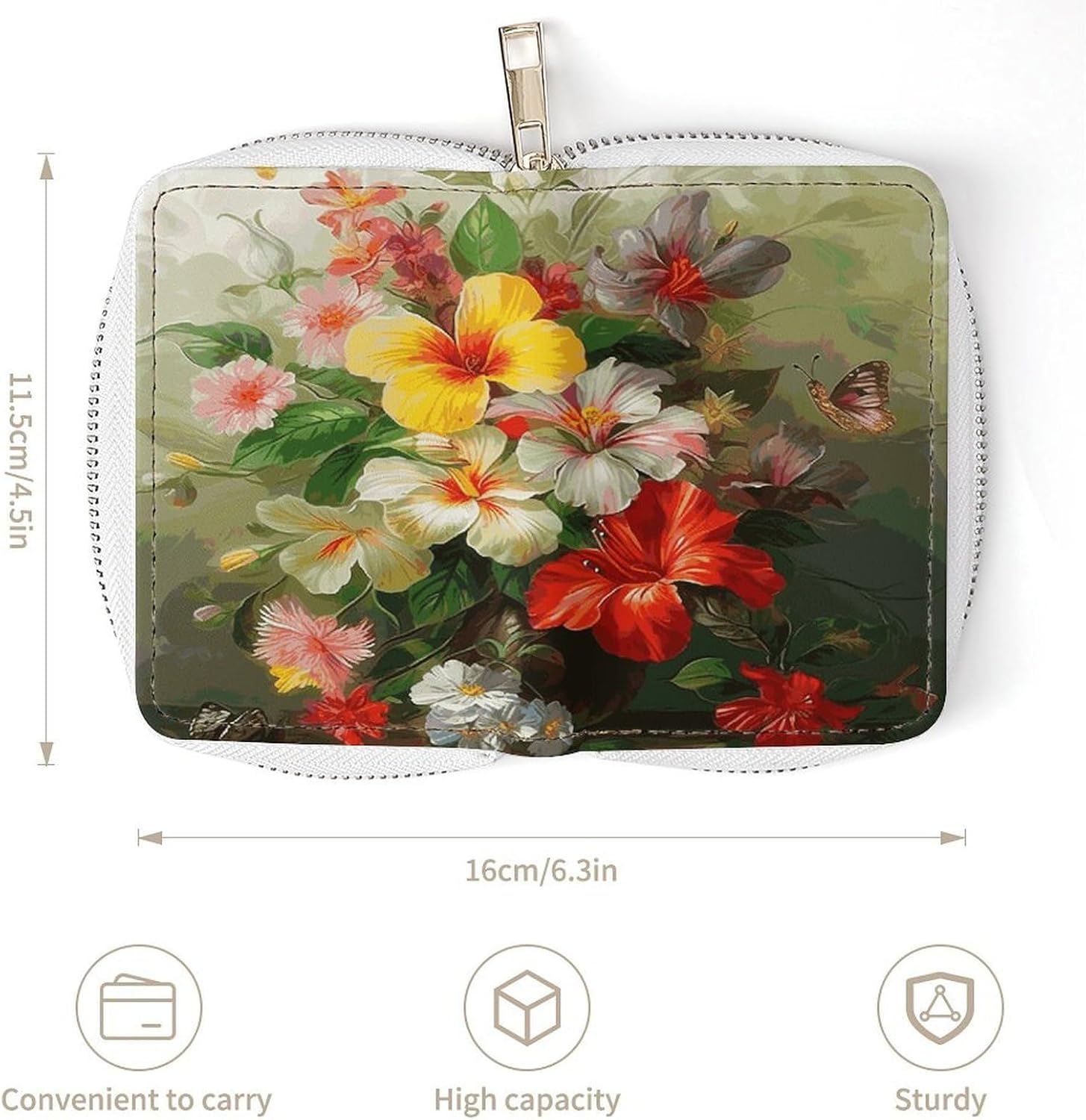 Bouquet Of Flowers Card Holder RFID Blocking,Credit Card Wallet for Women And Men,Card Case Organizer Bag with Zipper