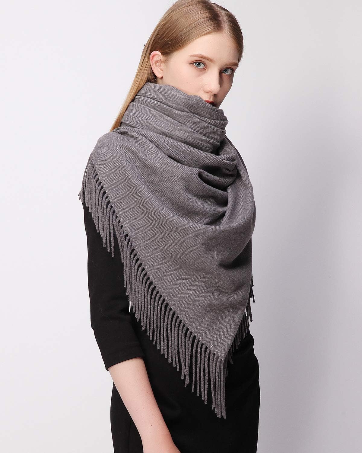 RIIQIICHY Scarfs for Women Winter Scarf Pashmina Shawls Wraps for Evening Dresses Large Soft Warm Scarves Grey