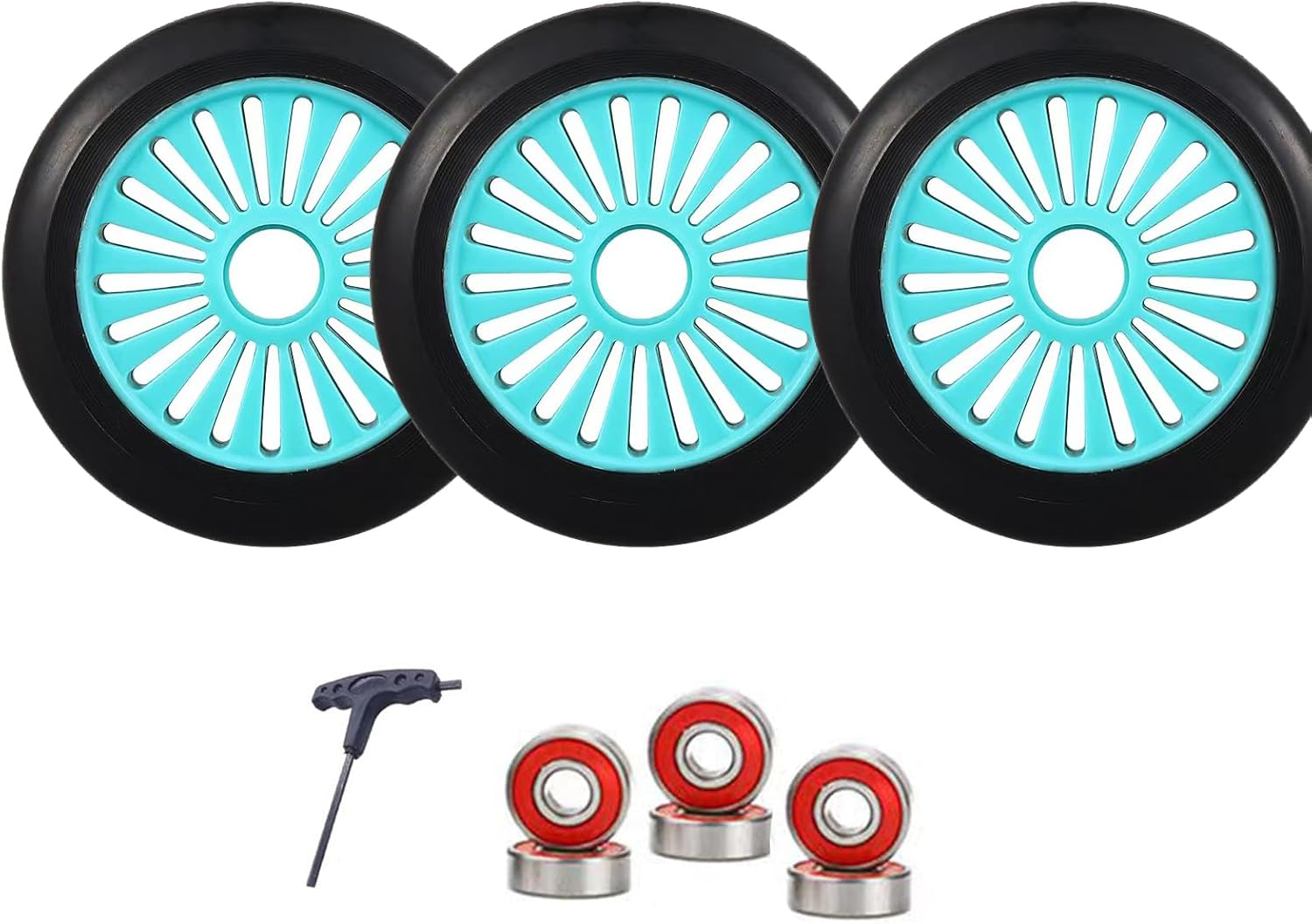 Inline Skate Wheels Outdoor Indoor 125mm Roller Skate Wheels Scooter Wheels 85A Speed Skating Shoes Inline Replacement Wheel 5inch with Bearings for Scooters (Orange,6)