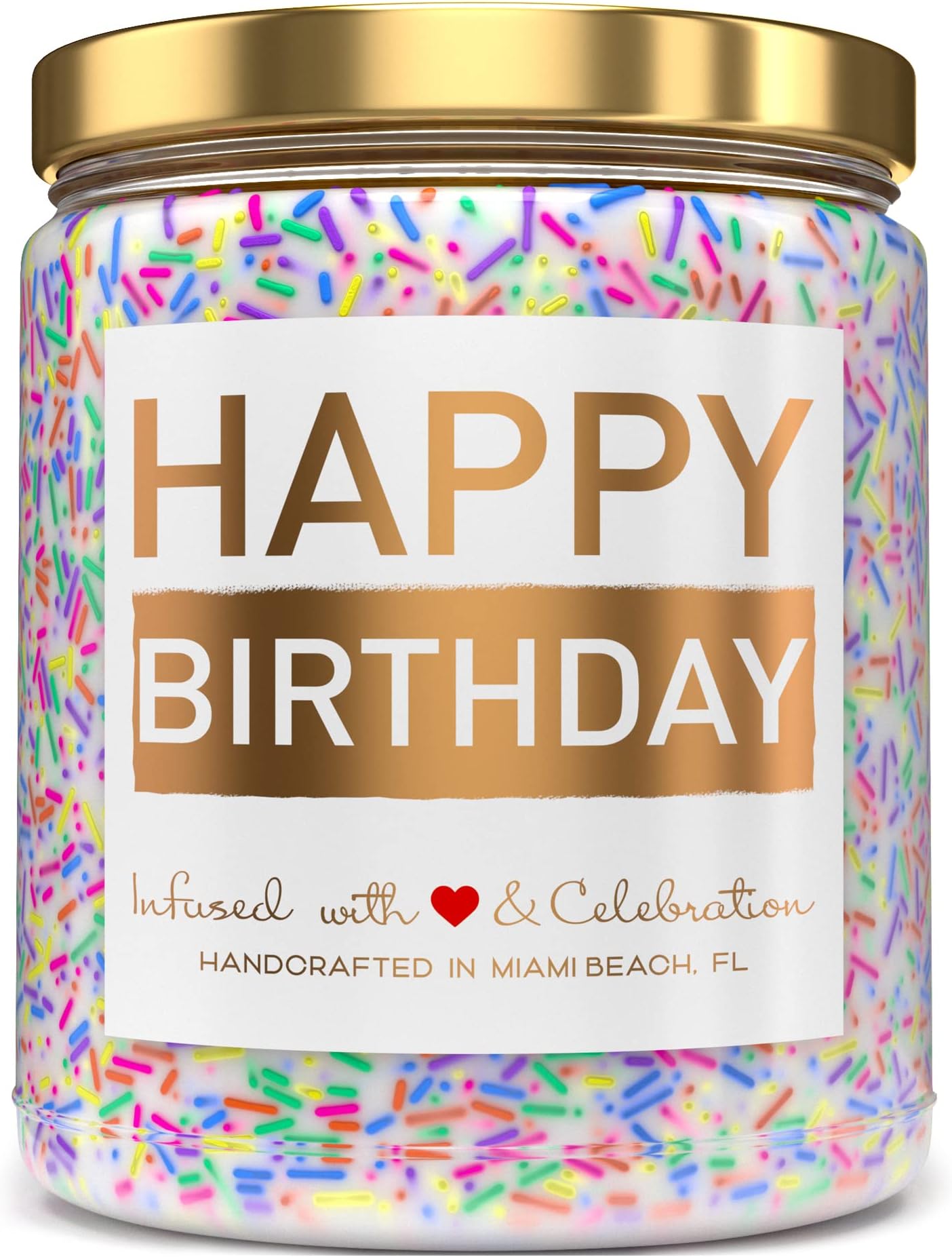 Happy Birthday Candle - Vanilla Birthday Cake Scent with Sprinkles Cute Birthday Gifts for Women Ideas, Made in USA, 9 oz - Cool Unique Bday Gift for Her, Best Friend, Men