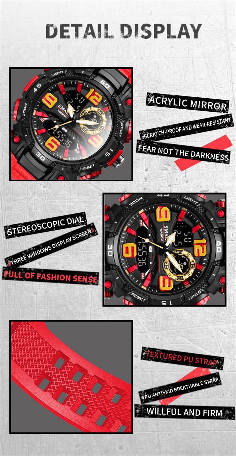 Montre Homme Digital Quartz Montre Imperméable Militaire Montre De Sports Multifonction Montres avec Alarme Chronographe Casual Montre pour Homme