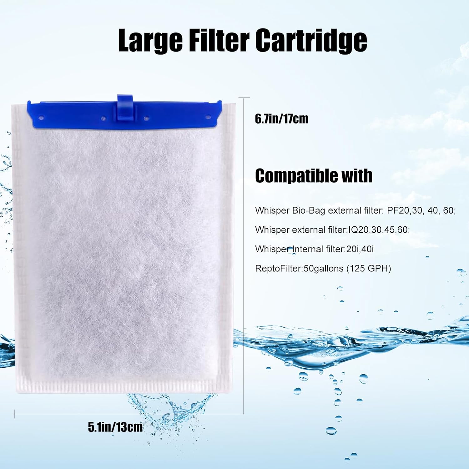 18-Pack Large Replacement Filter Cartridges Compatible with Tetra Whisper Bio-Bag Filters Large Aaquarium Filter Cartridges for Whisper 20i/40i /IQ20/30/45/60 PF20/30/40/60 Power Filters (L-18Pack)