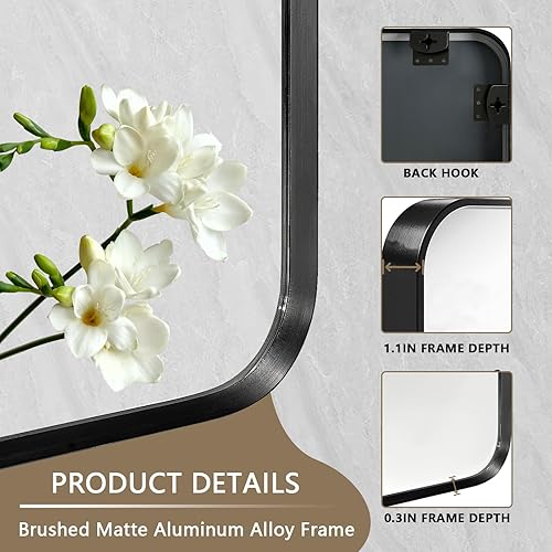 Miniatura 3 de Espejo de baño  Espejo de tocador de pared  Espejo de maquillaje para colgar sobre el fregadero de 16 x 24 pulgadas, espejo de maquillaje de pared