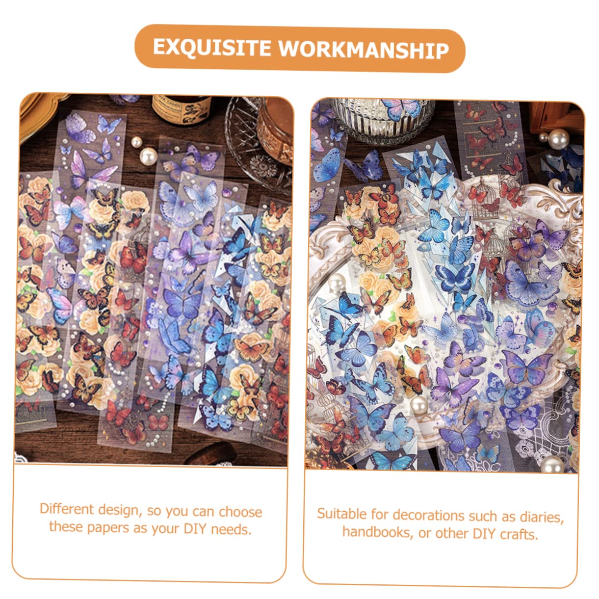 Tofficu 60blätter Retro Hintergrundpapier Material Für Scrapbooking Dekoration Mit Schmetterlingsdesigns Pro Design Langlebig Und Vielseitig Einsetzbar