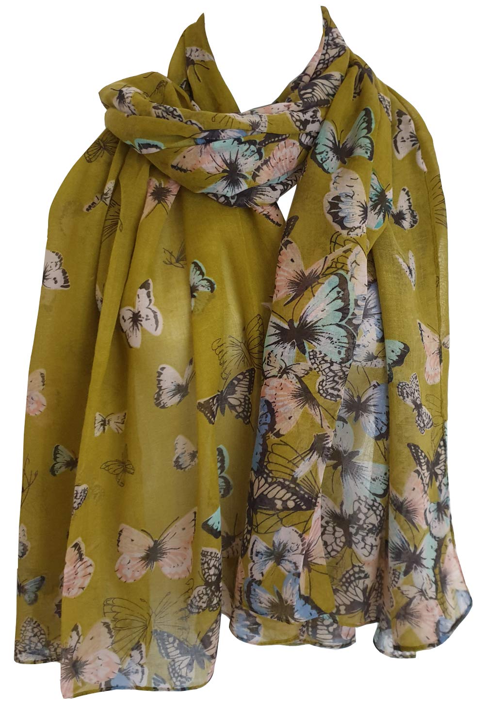 Glamlondon Women's Zn - Green Butterfly Print Scarf (Zn - Green)