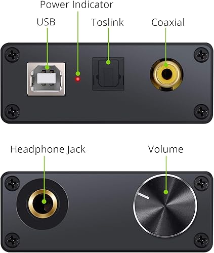Miniatura 6 de LiNKFOR Amplificador USB DAC y auriculares, coaxialópticosalida de auriculares de 0.250 in, USB a coaxial SPDIF convertidor digital a analógico