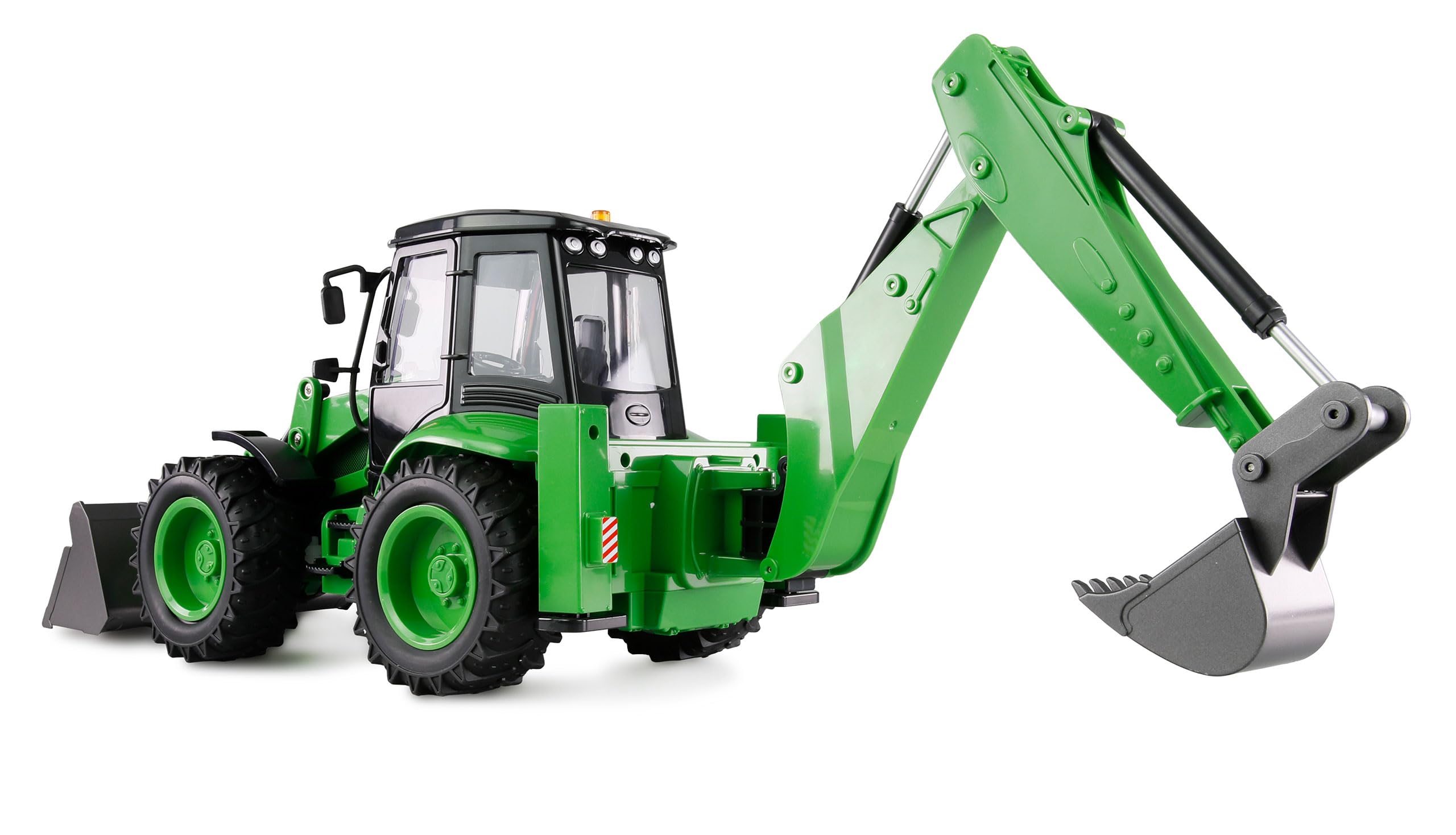 Amewi Retroexcavadora G1401E 1:14 RTR Verde teledirigido RC 2 en 1 Cargador de Ruedas y Excavadora niños 8 años