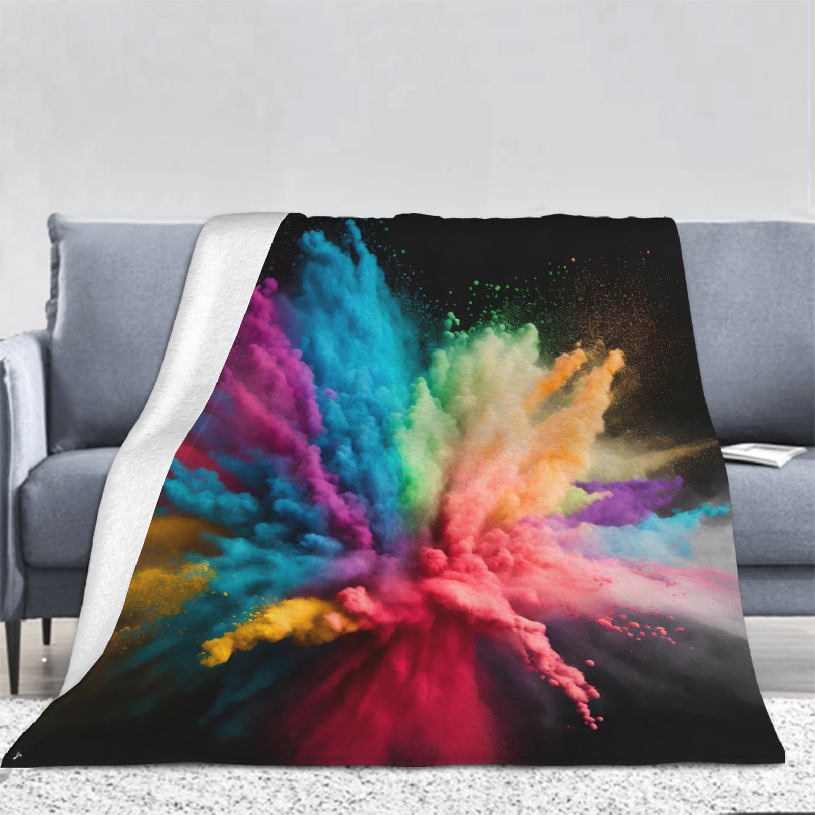Ptcta Women's 3D Watercolor Splash Throw Blanket, Multi Coloured Soft Fleece Blanket Throws For Bed, Bedroom, Sofa, Couch, Yoga, Camping, Car And Outdoor Travel 150X200 Cm