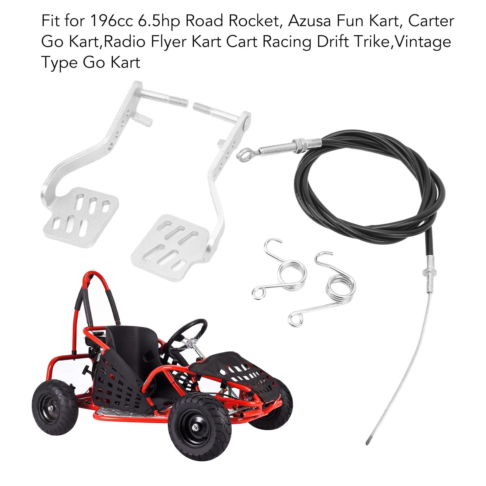 KIMISS 1 Paar Brems-Gaspedale Go-Kart-Pedal-Kit, rutschfeste Oberfläche, Rostbeständig und Einfache Modifikation für 196 6,5 PS Road Rocket, Azusa Fun Kart mit Gaszug