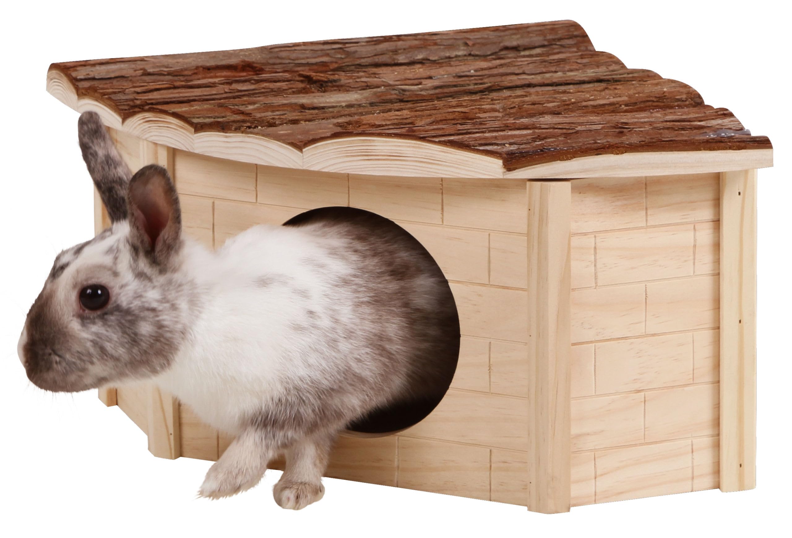 Kerbl Pet Casetta d'angolo per roditori Nature, Natura, Casetta per roditori e per Piccoli Animali, 31x31x20 cm, Legno, Conigli, Porcellini d'India, Criceti, Cincillà, da Masticare, Salvaspazio