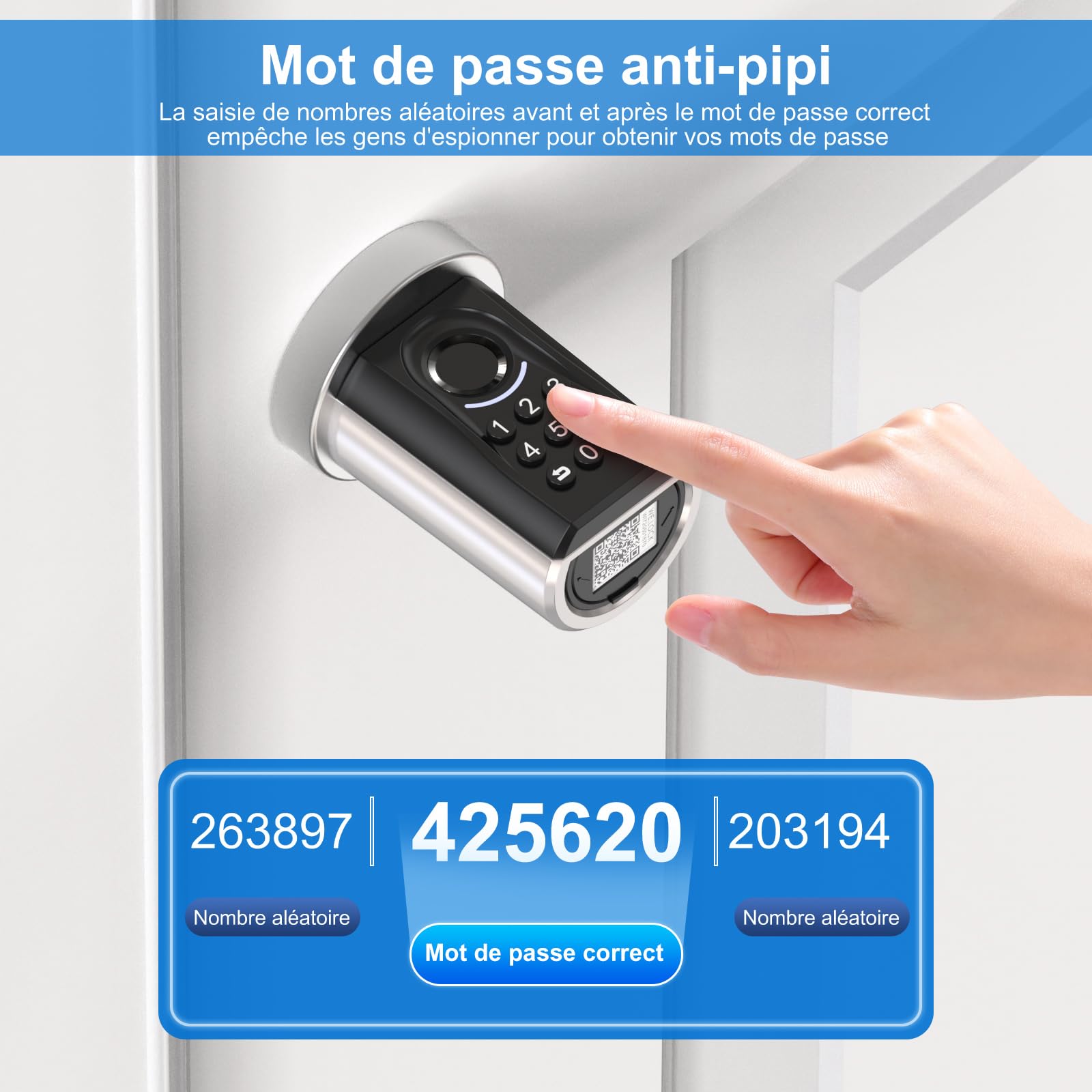 RUILON IP65 Serrure connectée à code et empreinte digitale ToucA51, 30x30 | Serrure biometrique avec 3 Cartes RFID, installation facile, Bluetooth APP Commande, portes 30-70 mm, Maison Chambre Bureau