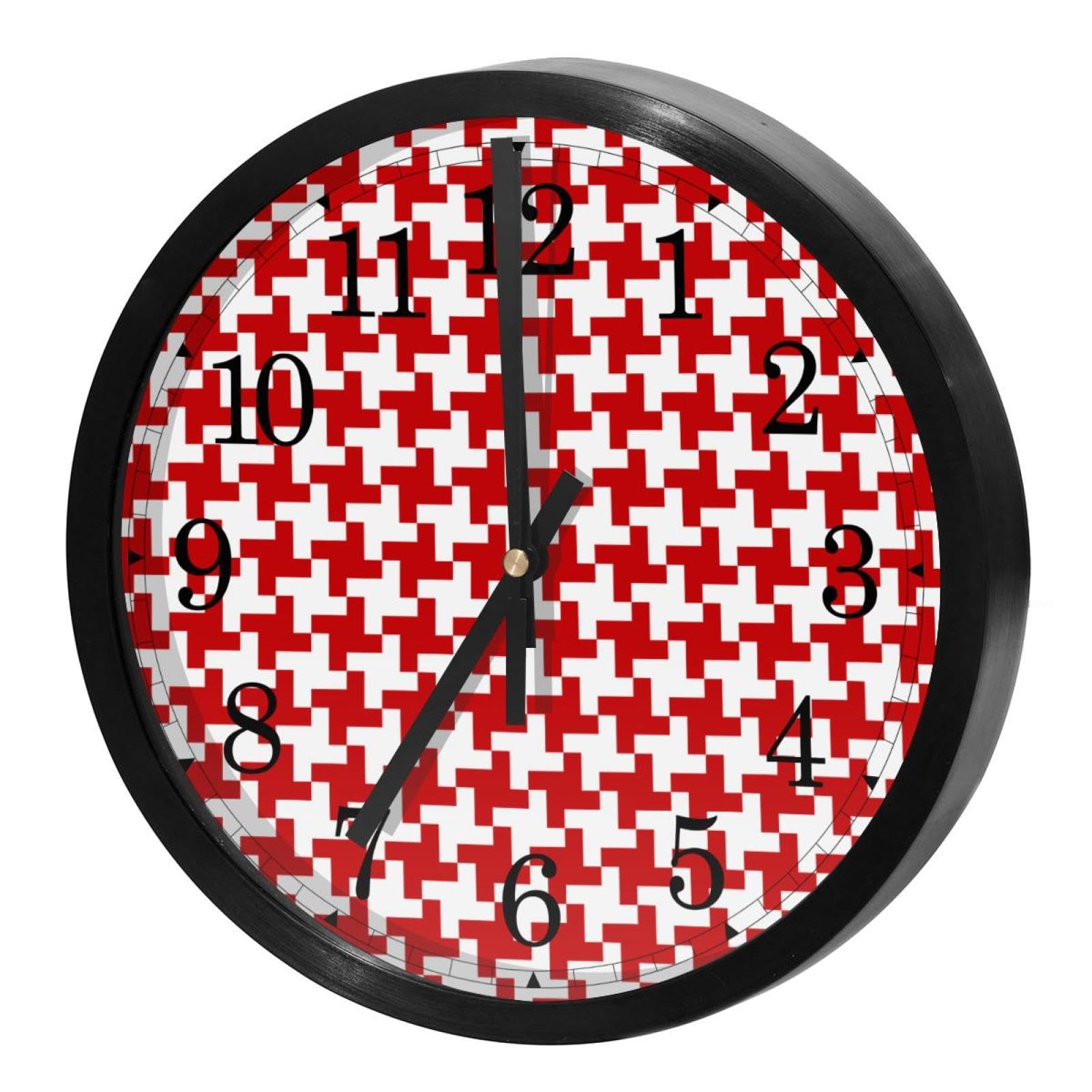 Horloge murale ronde rouge tricot de Noël pour une cuisine conviviale en famille