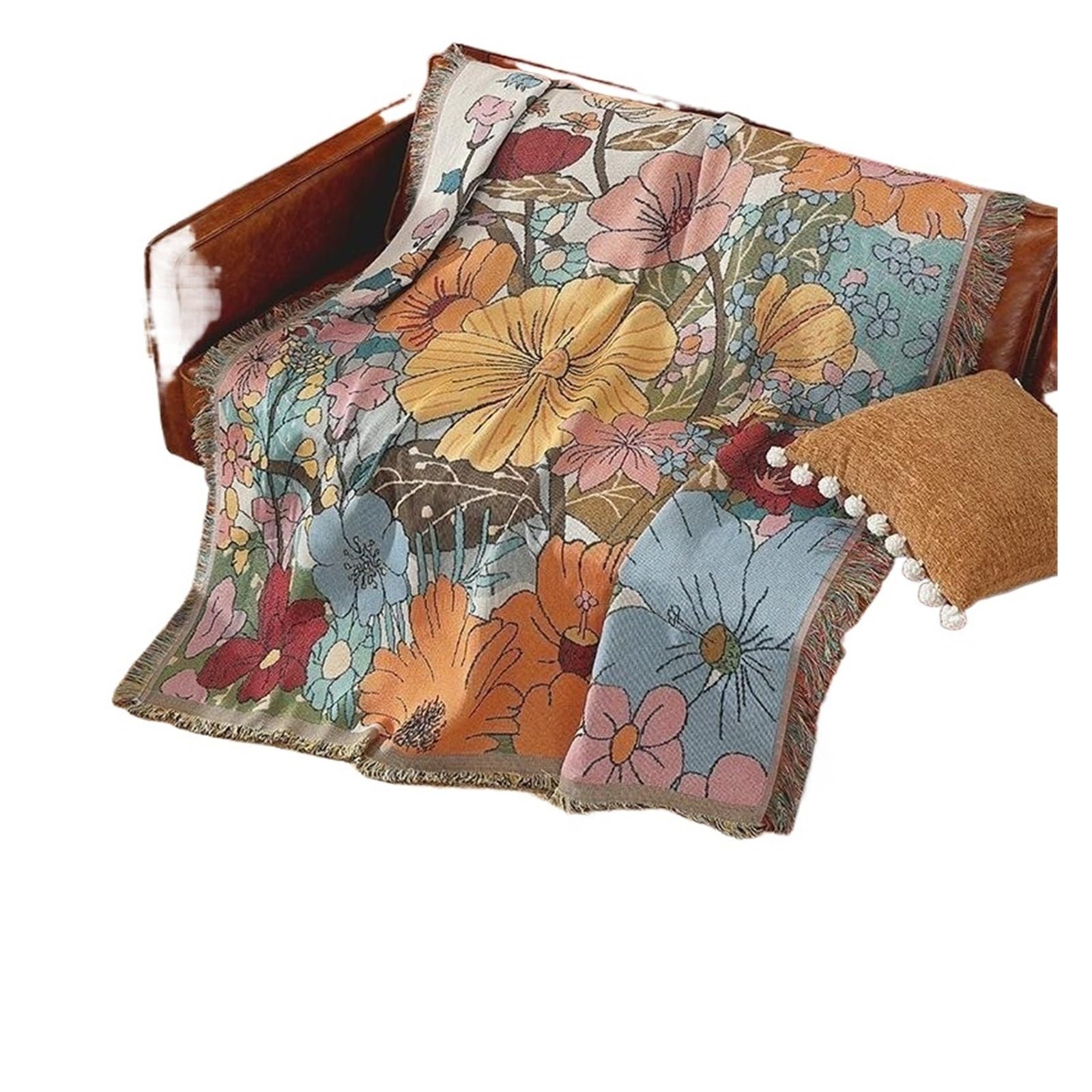 WJIAYAO beach blanket Flower Wall Blanket Nap Beach Towel Comfortable Cotton Blankets Soft Decor Hanging Tapestry Embroidered