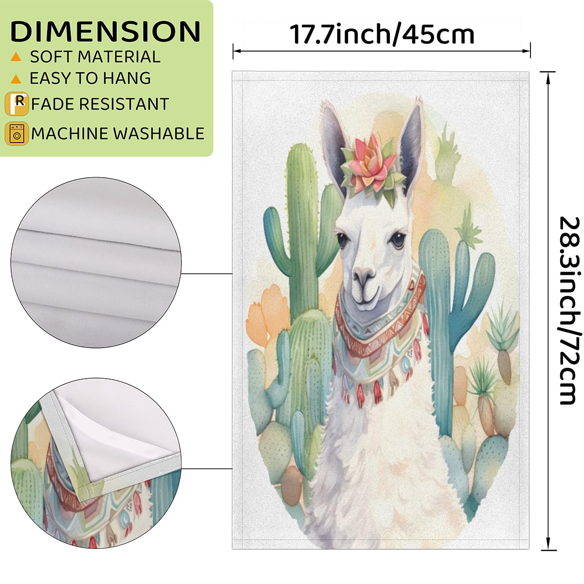 Vdsrup Lama & Kaktus Handtuch-Set – 2 Stück, 35,6x71,1 Cm, Weiche Mikrofaser Für Bad & Küche