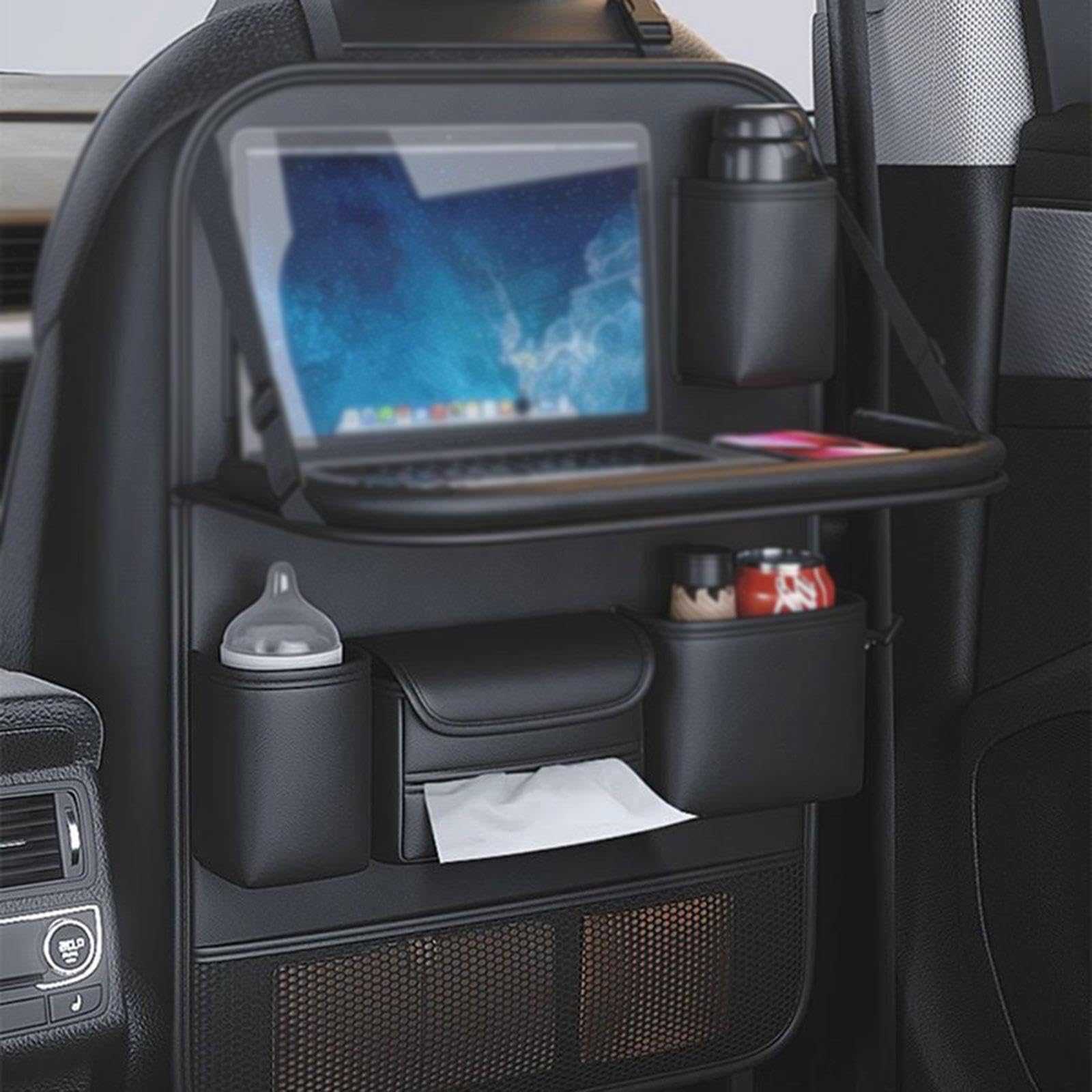 Organizador para asiento trasero de coche, negro, impermeable, multiusos, estable, bolsa de almacenamiento para accesorios de coche.
