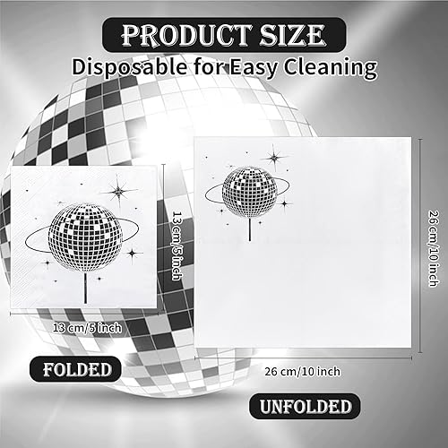 Miniatura 2 de Paquete de 120 servilletas de discoteca elegantes servilletas desechables de cóctel de los años 70, 80 y 90, suministros de fiesta, decoración de