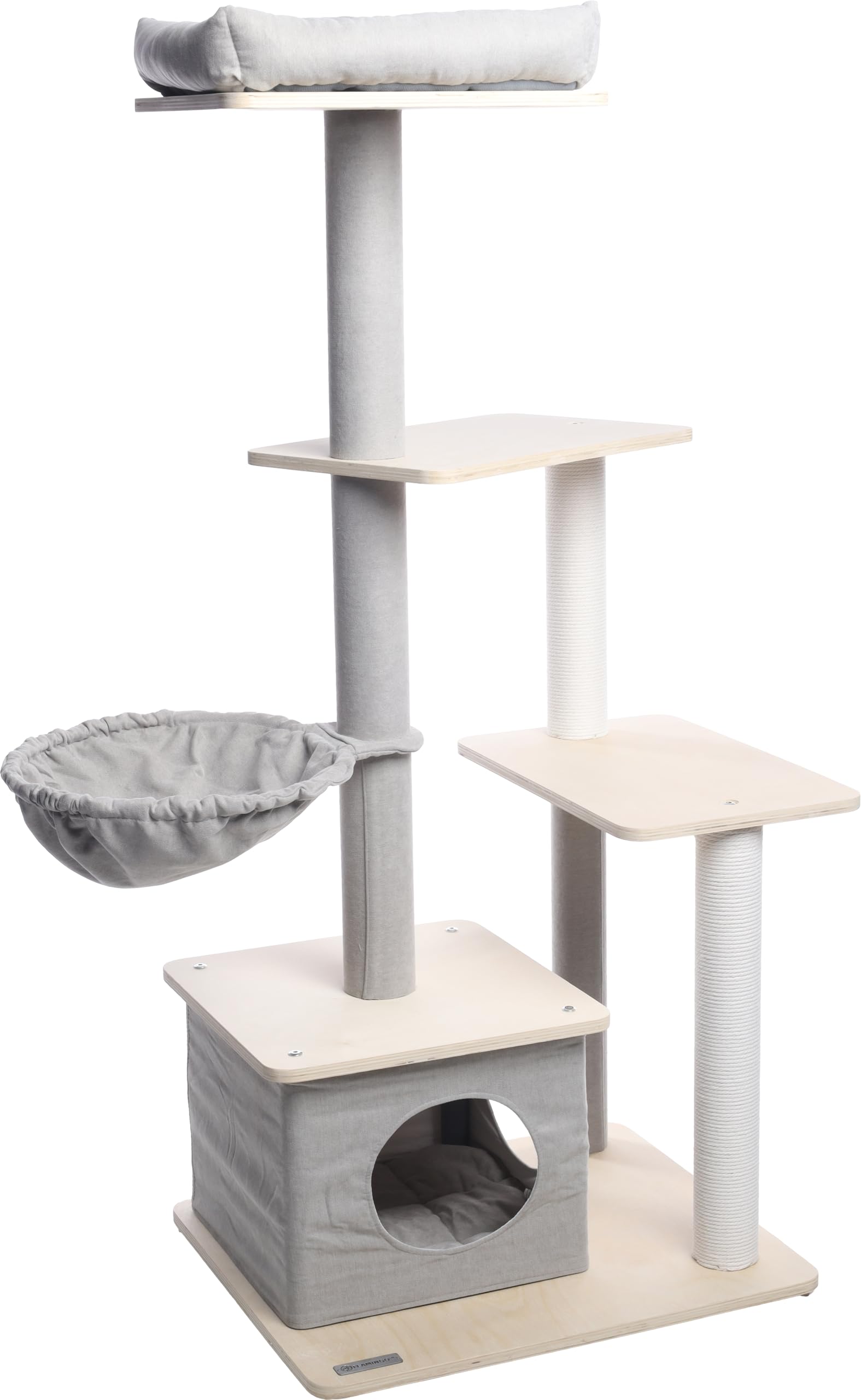 Arbre à griffer Camilo gris dans votre salon pour l'équilibre de votre chat