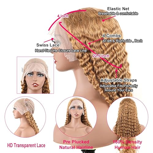 Miniatura 3 de BLY Pelucas de cabello humano con encaje frontal de 13 x 6 pulgadas, con ondas profundas, sin pegamento, para mujeres, prearrancadas, densidad del