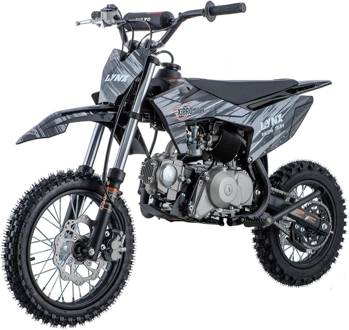 X-PRO Lynx 110cc Dirt Bike with Automatic Transmission, Electric Start,14"/12" Tires! (Red)