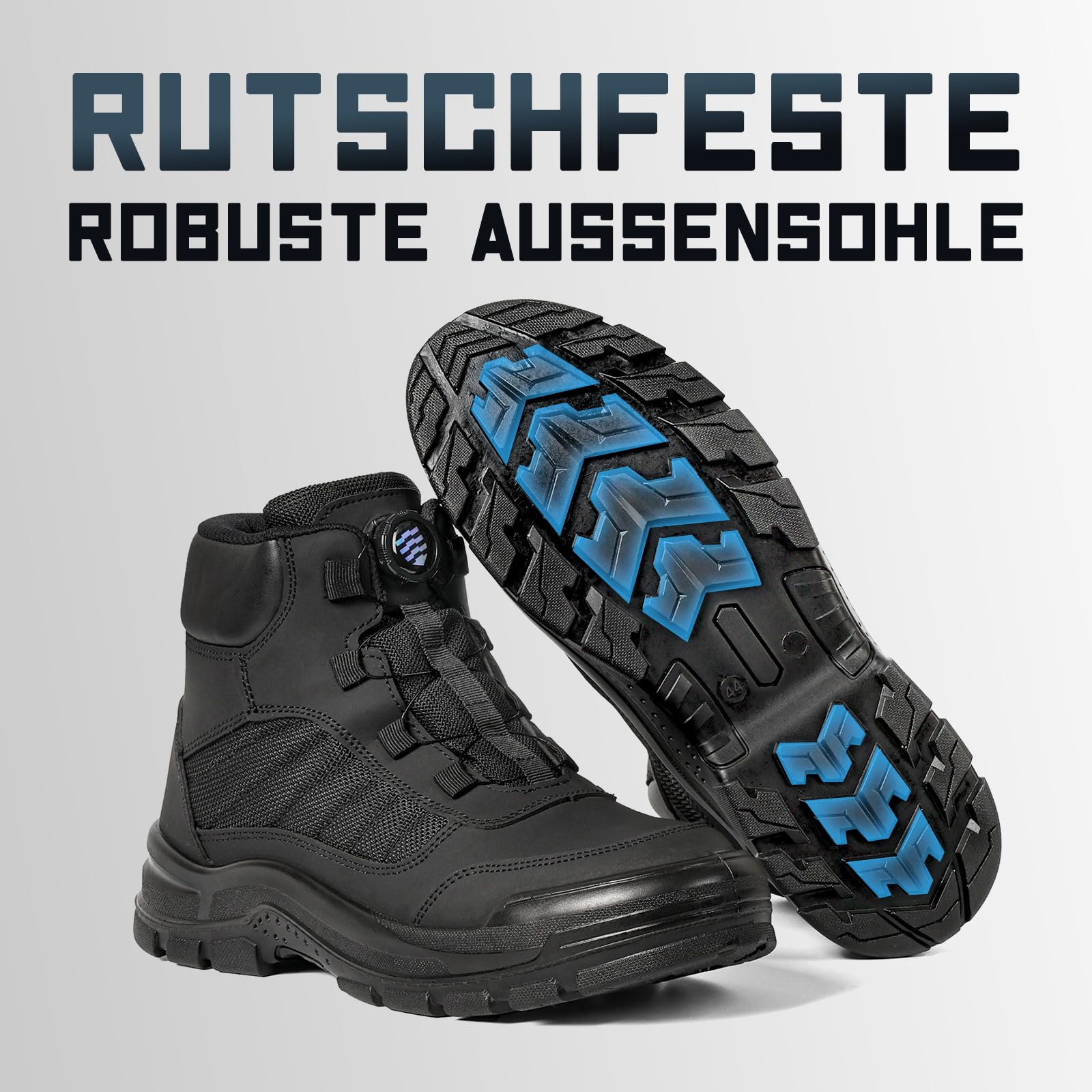 ANGRYRAM Sicherheitsstiefel Herren Damen Leicht Sicherheitsschuhe Arbeitsschuhe rutschfest Durchtrittsicher mit Drehverschluss