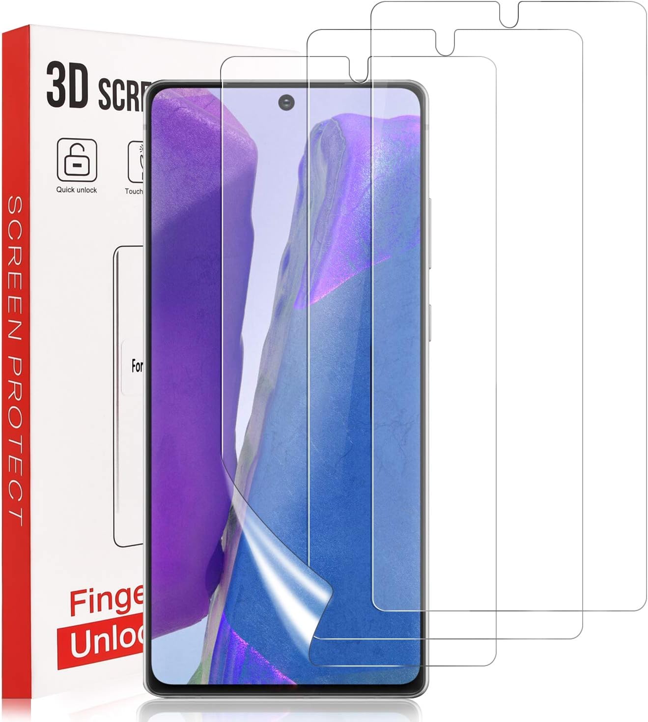 [3-Pack] OEAGO Compatible with Samsung Galaxy Note 20 Ultra(6.9 INCH) Screen Protector,3D[New Version][Ultrasonic Fingerprint Compatible] [Flexible Film][Installation Kit Included]