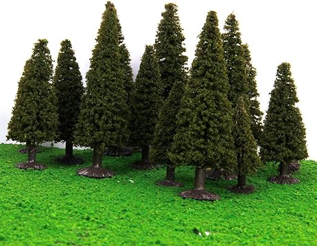 15pcs Green Scenery Landscape Model Cedar Trees with Box
