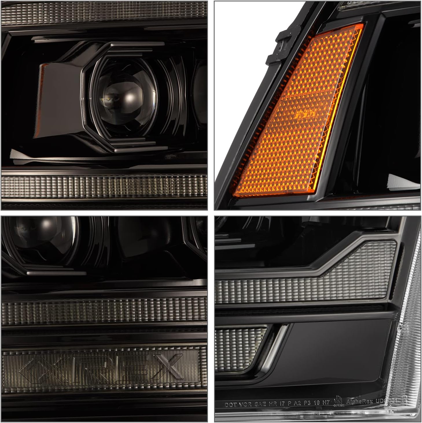 AlphaRex® 880560-13-18 Ram 1500/2500/3500/4500/5500 LUXX-Series (5th Gen 2500 G2 Style) LED Projector Headlights Alpha-Black