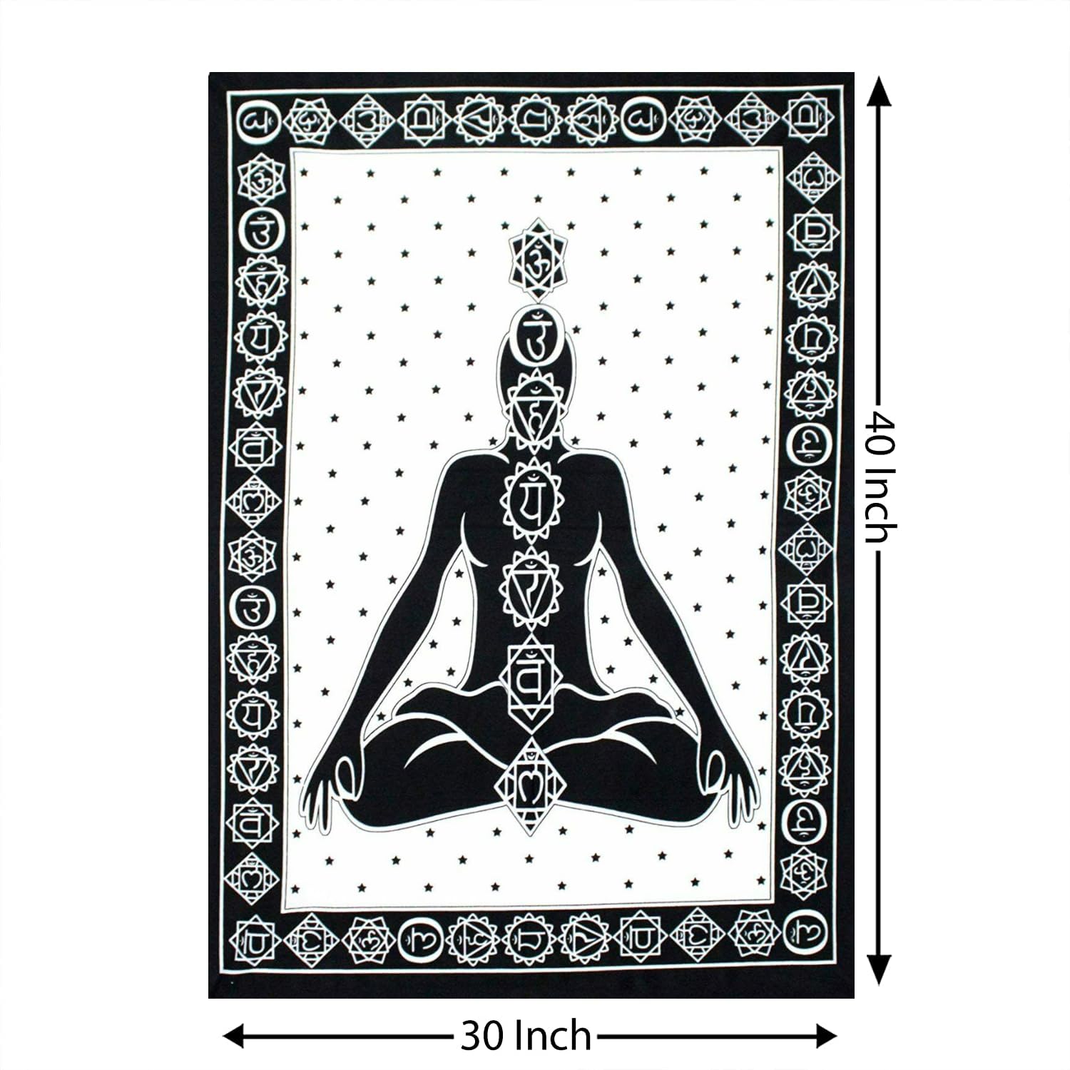 AVA Collections Tapestry Multicoloured Wall Hanging Psychedelic Tapestries Indian Cotton Poster Picnic Sheet Wall Decor Blanket Wall Art Hippie Bedroom Décor (Black and White - Image 3