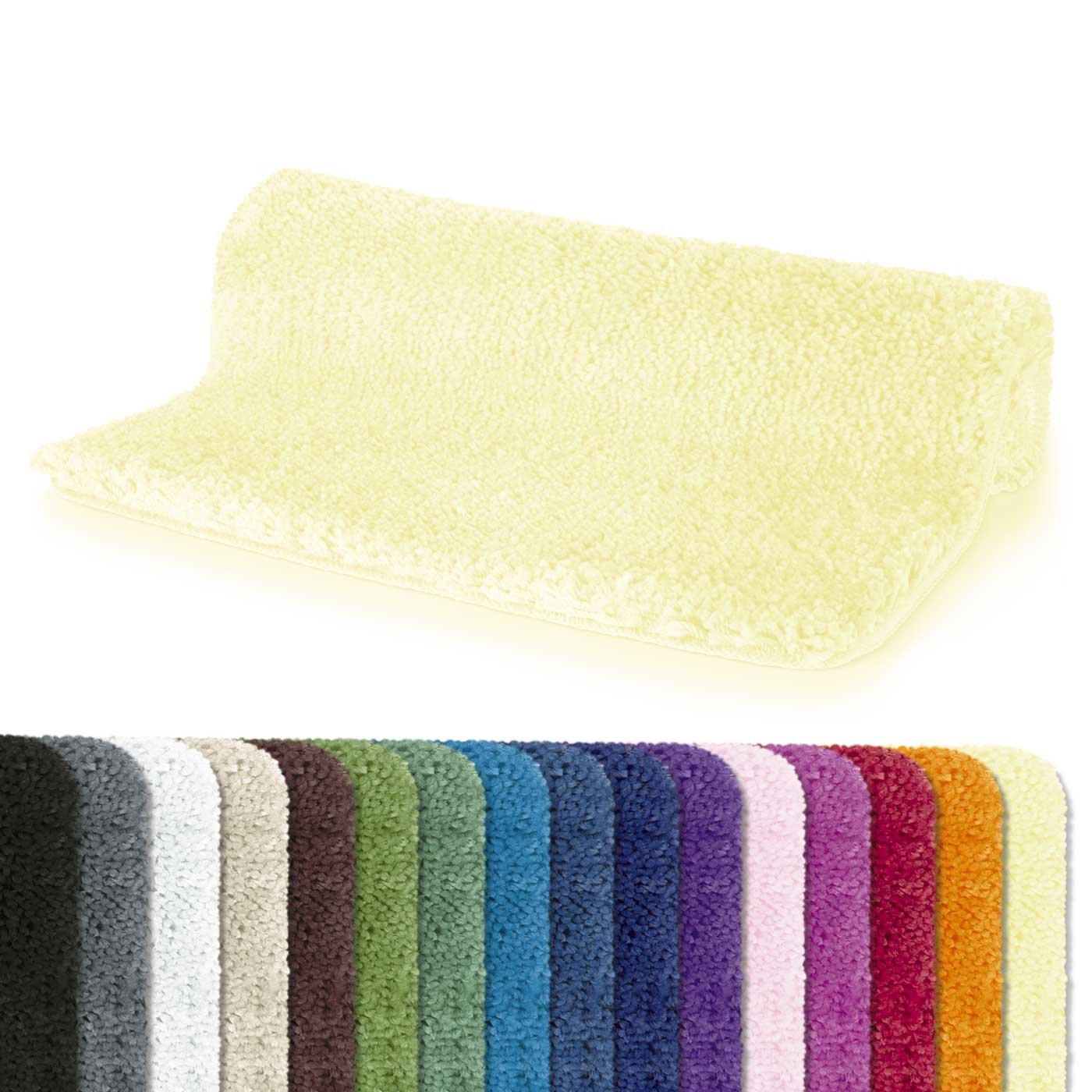 Spirella Bath Mat Shower Mat Microfibre High Pile Fluffy Non-Slip Suitable for Underfloor Heating 60 x 90 cm Yellow