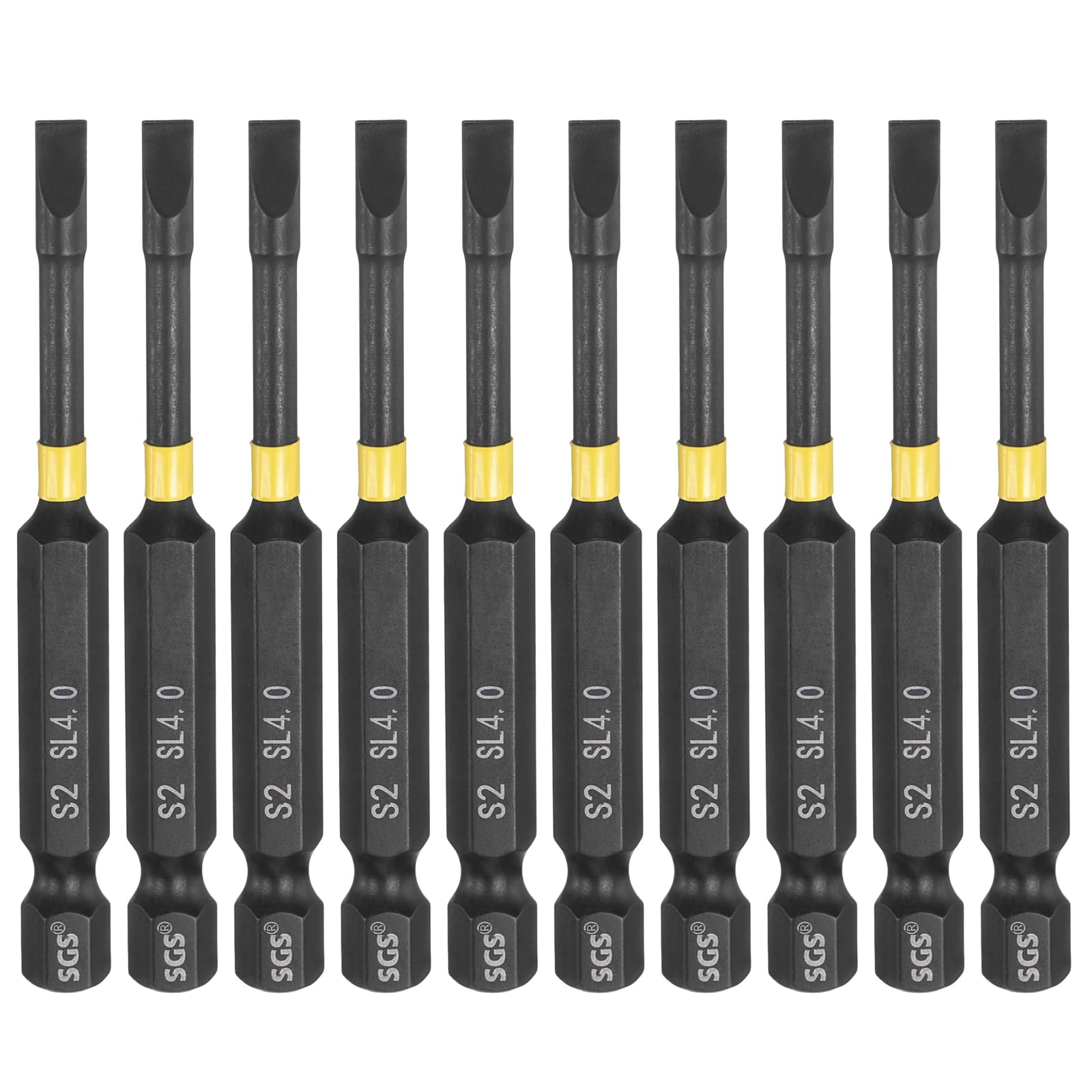 Puntas de destornillador de impacto ranuradas SL4 de 4mm vástago hexagonal de 1/4 pulg acero S2 de 70mm