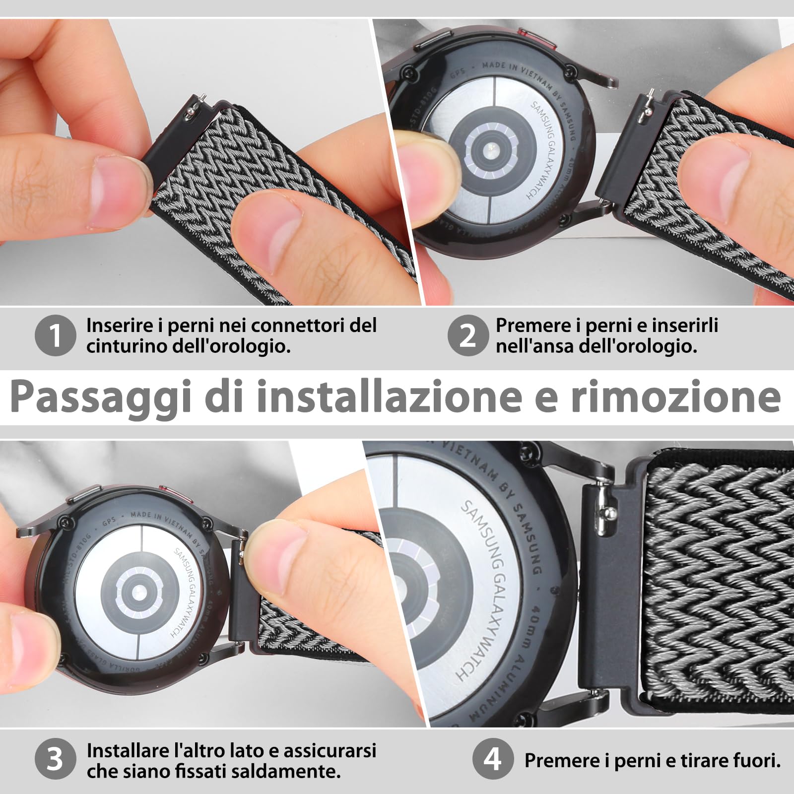 TumCez Regolabile Elastico Sgancio Rapido Cinturino Orologio in Nylon,18mm 19mm 20mm 22mm Cinturino per Samsung/Garmin/Fossil/Amazfit/Huawei Orologio per Uomo Donna