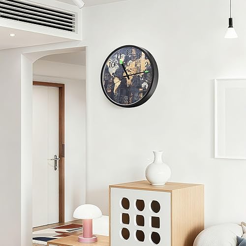 Miniatura 6 de Silent Non-Ticking Battery Operated Clock Luminous Voice-Activated Modern Clocks Retro Map Block Dark Color 12 Inch for Office Classroom School Home