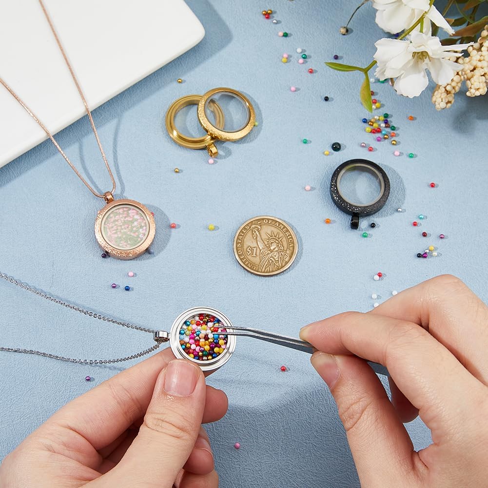 メモリーロケットチャーム 4色 ステンレススチールロケットペンダント マットラウンドピクチャーフォトチャームペンダント ブーケ装飾キ