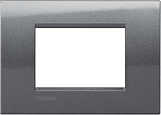 BTicino Living Light LNA4803AC Placca Quadra 3P, Acciaio