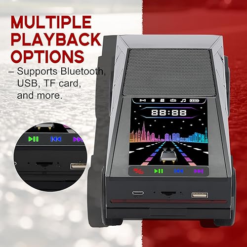 Miniatura 6 de Futuristic Shapes - Altavoz Bluetooth para camión con pantalla LED - TWS estéreo, radio FM, reproducción USBTF, faros LED, micrófono integrado,