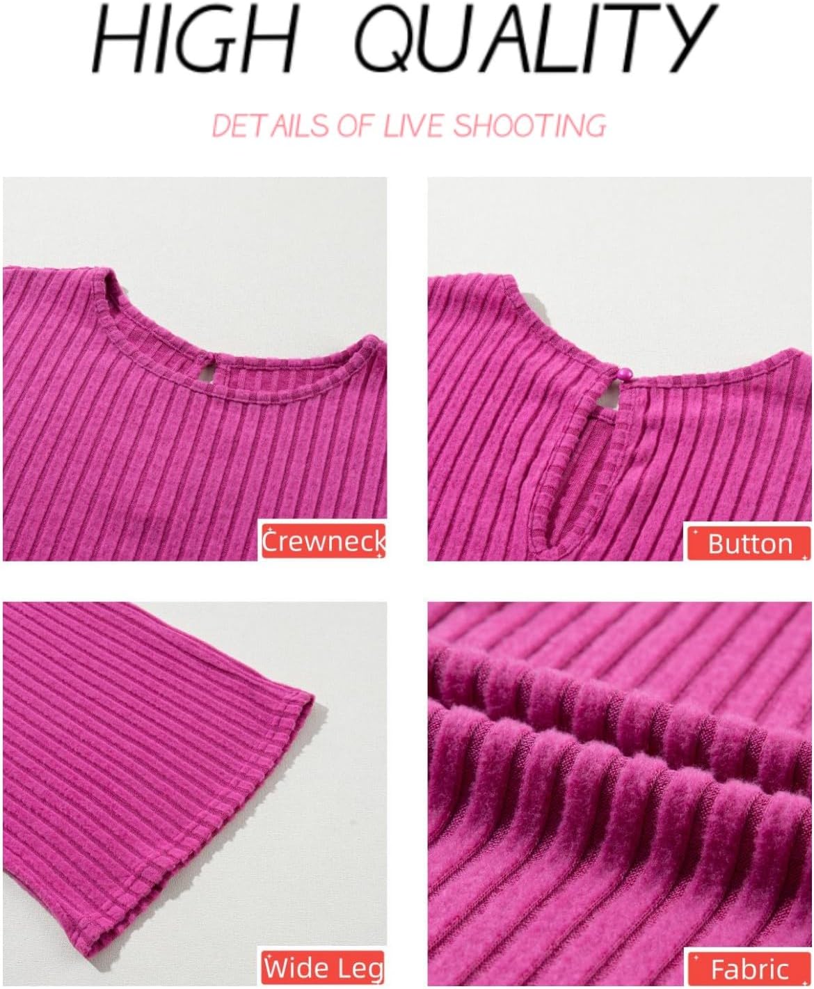 Happy Sailed Women's Casual Loose Solid Ribbed Crewneck Short Sleeve Long Romper Stretchy Wide Leg Jumpsuits - Image 6