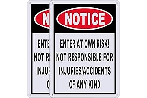 Notice Enter at Your Own Risk Sign 2-Pack: Warning Against Liability