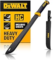 DEWALT MA60 24-Inch Field Machete: Full Tang Stainless Steel Blade, Saw Back, Non-Slip TPR Handle & Nylon Sheath for Brush Clearing, Camping