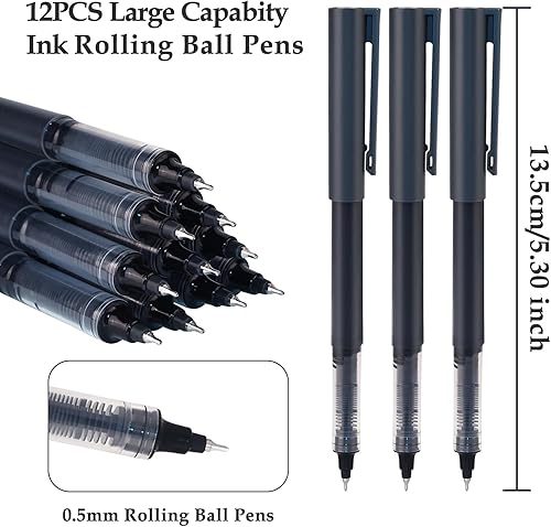 Miniatura 2 de BAYTORY 12 bolígrafos de tinta de gel líquido, bolígrafo de punta fina CS de 0.020 in, de secado rápido, de escritura suave, para escuela, oficina,