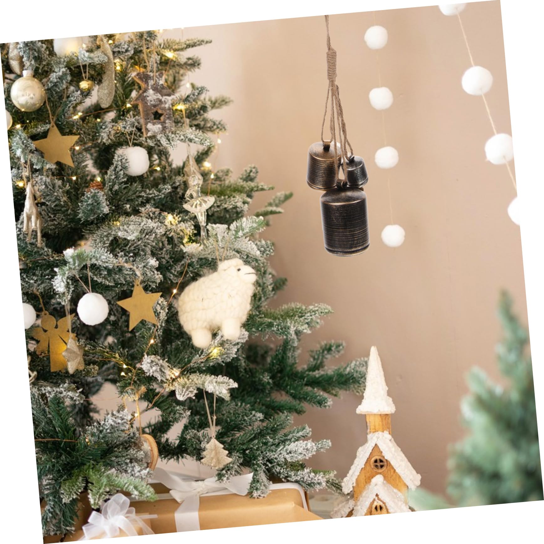 GRIRIW Rustic Vintage Cow Bell Rope Decorative Hanging Bell for Home Decor Crafts Party Prop