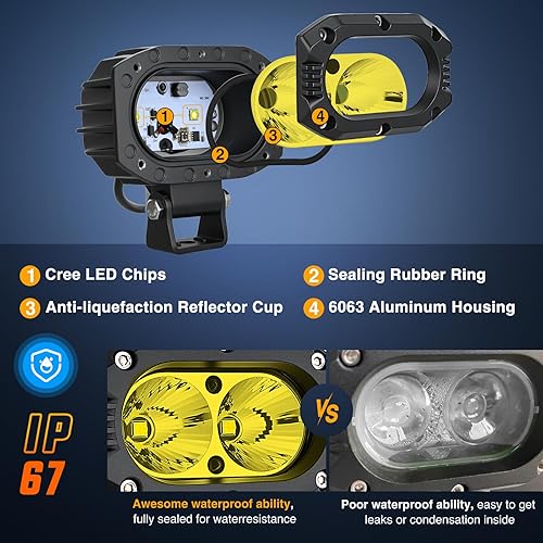 Miniatura 51 de Nilight - Combo de 2 cápsulas/barras de luz de trabajo LED de iluminación lateral, 6.5 pulgadas, 60 W, haz puntual/de inundación, antiniebla, para 2