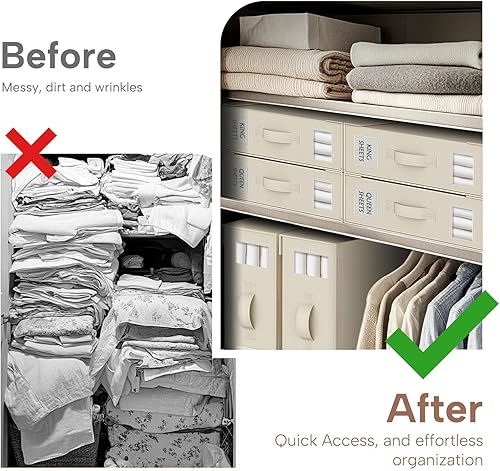 Miniatura 2 de Criusia Organizadores y Almacenamiento de Sábanas, Paquete de 4 Organizadores Plegables para Armario de Ropa Blanca – Soporte de Ropa de Cama