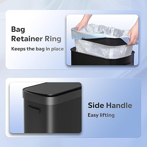 Miniatura 7 de WLIVE Bote de basura automático de 13 galones, con sensor de movimiento de gran capacidad de 50 litros, sin contacto con indicador LED, con acabado