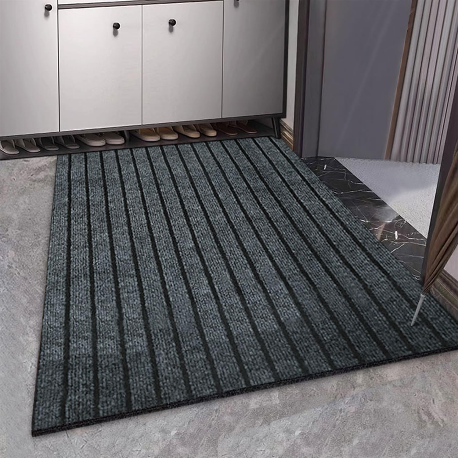 Zerbino - Tappetino Antiscivolo per Porta Interno ed Esterno - Lavabile e con Eccezionale Capacità di Assorbimento di Sporco e Umidità, Grigio, 120 x 200 cm